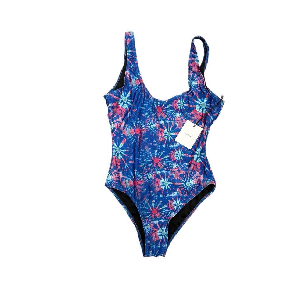 Onia One Piece Tie Dye Fireworks Swimwear Backless‎ Blue